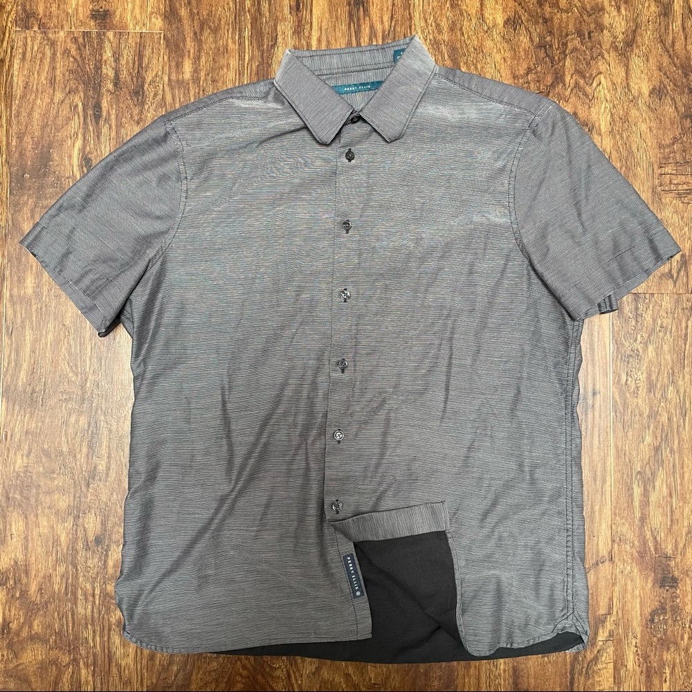 Perry Ellis Black Pin-Striped Button Down Shirt
